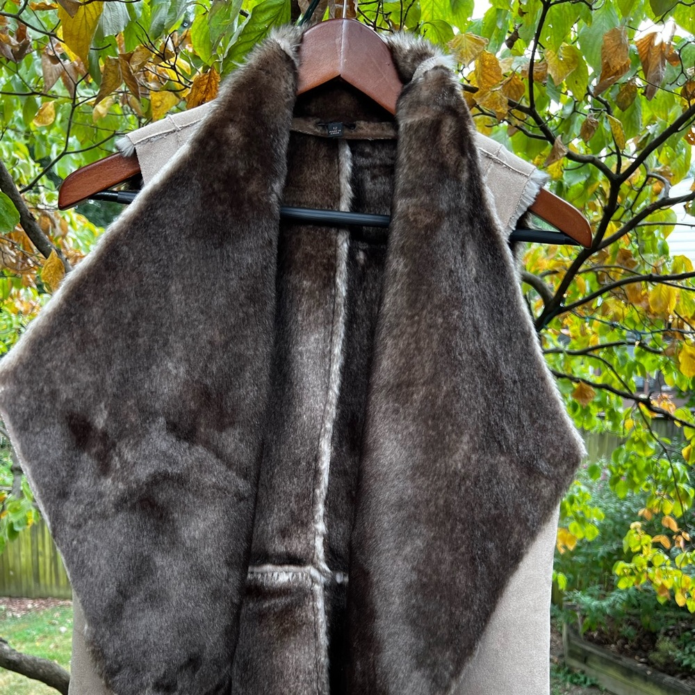 UltraSuede and faux fur open vest